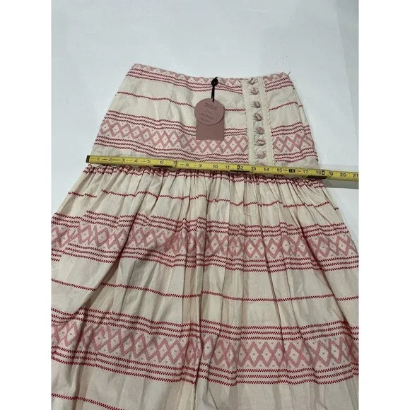 Anthropologie Raissa Skirt Boho High Low Ivory Preppy Vacay Retro Medium NWT - Picture 8 of 15